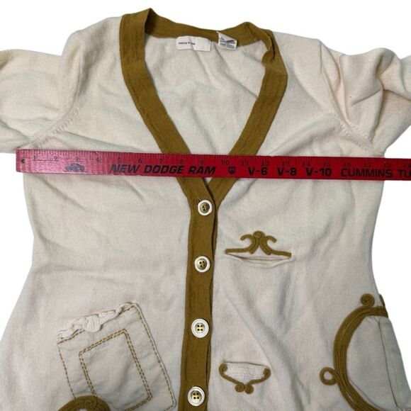 Anthropologie Sleeping in Snow Wool Cardigan Women’s Size Large Cream and Brown - Picture 4 of 11